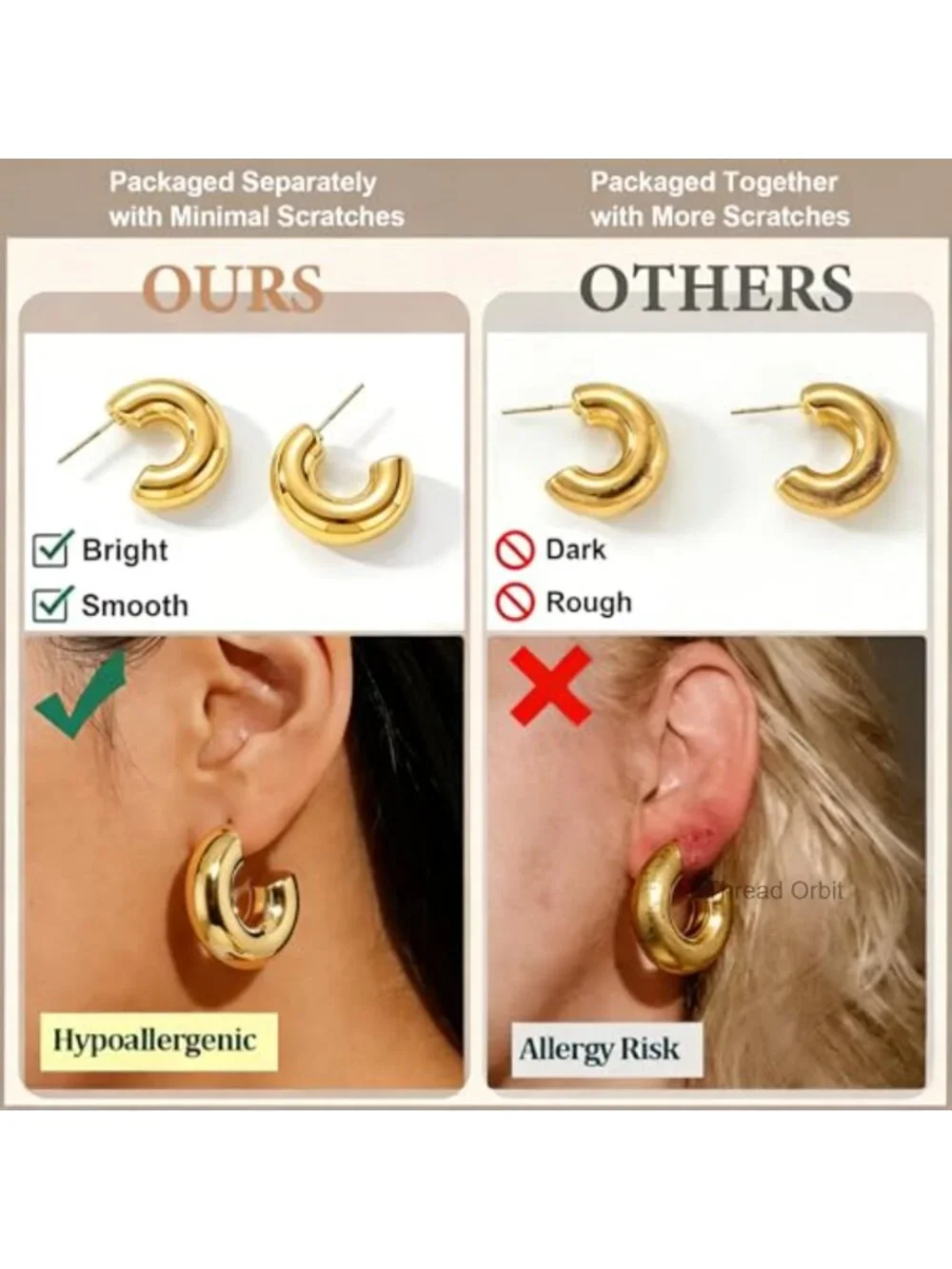 12 Pairs Chunky Silver Hoop Earrings Set for Women, Lightweight Thick Open